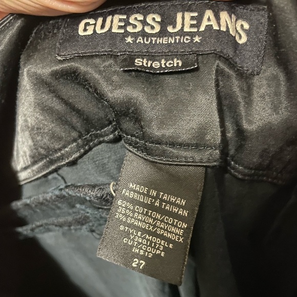 GUESS Black shiny Flared vintage low rise pants size 27 - Picture 15 of 16